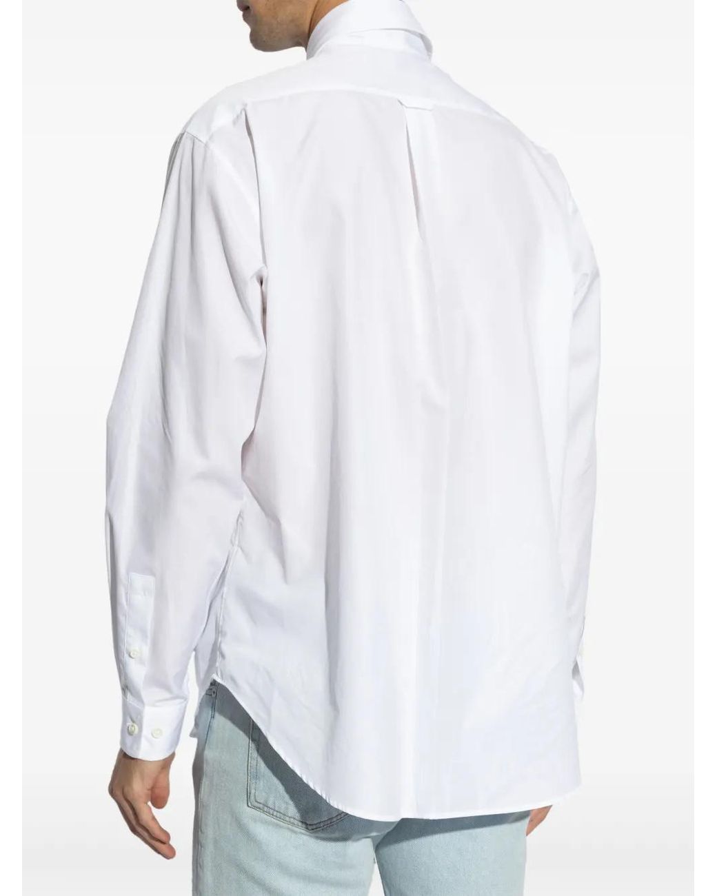 Palm Angels White Cotton Shirt With Logo Print And Pocket for men