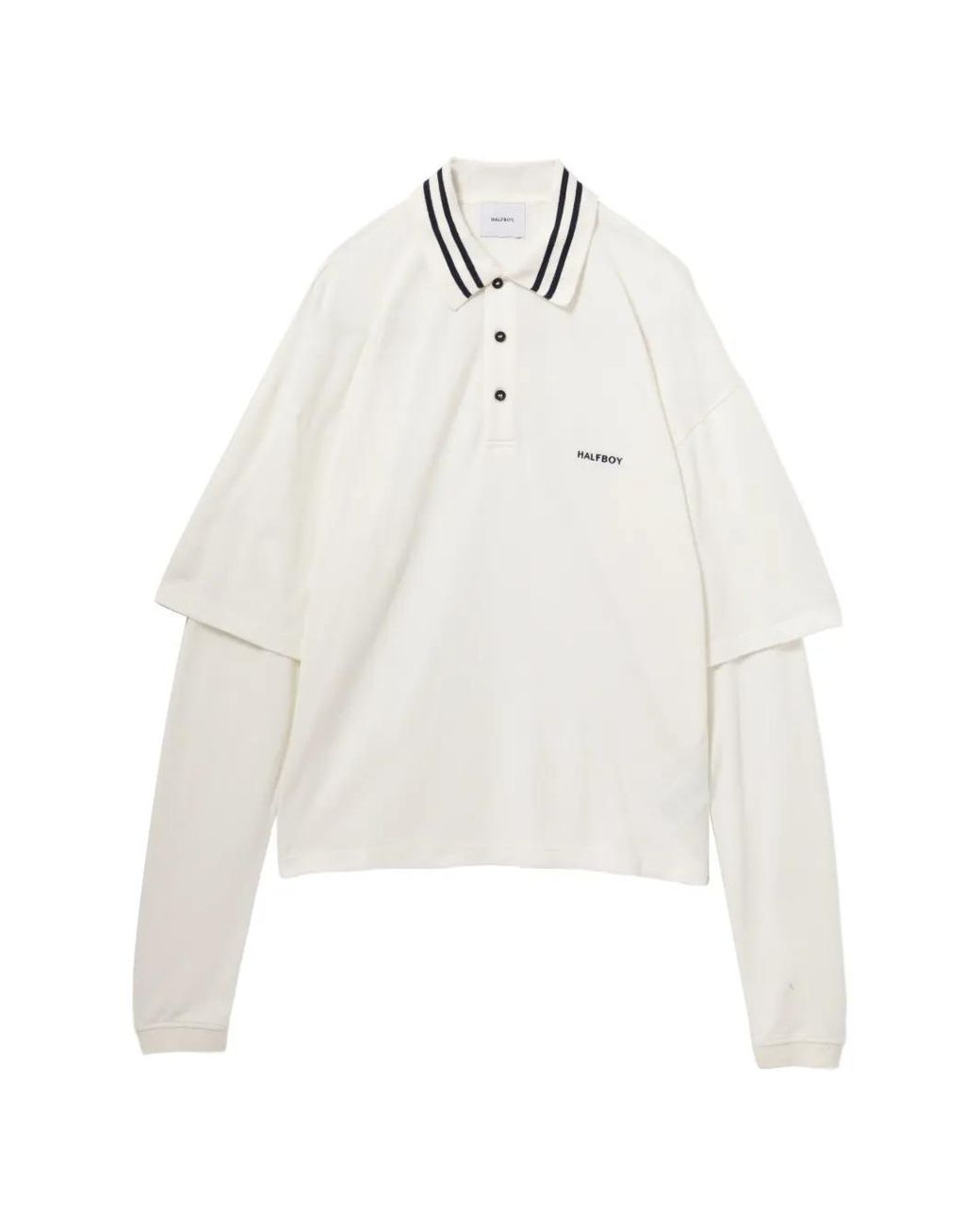 Halfboy White Double Sleeves Polo Shirt