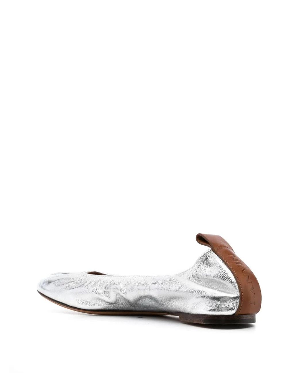 Lanvin White Metallic Leather Ballerina Flats