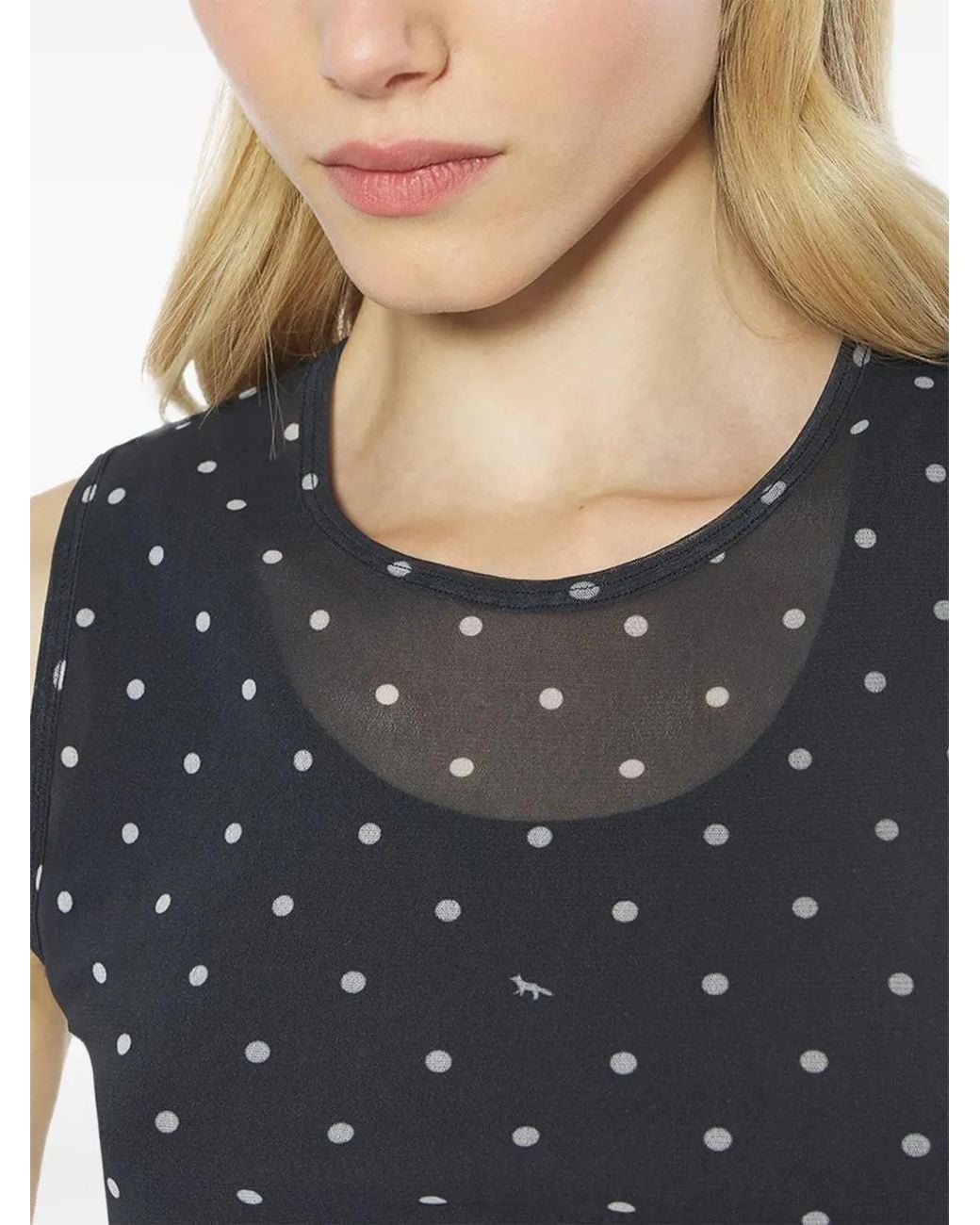 Maison Kitsuné Blue Polka-Dot Top