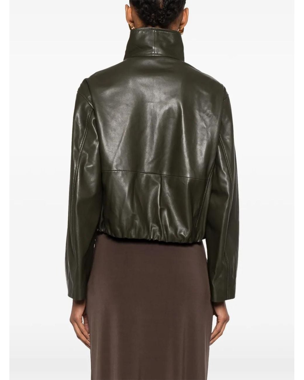 Nour Hammour Green Etienne Cropped Funnelneck Jacket