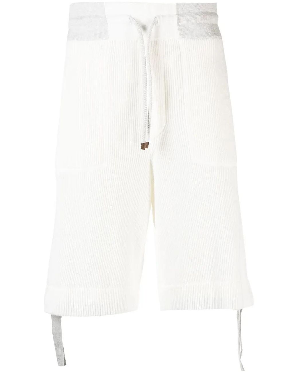 Brunello Cucinelli White Knitted Bermuda Shorts for men