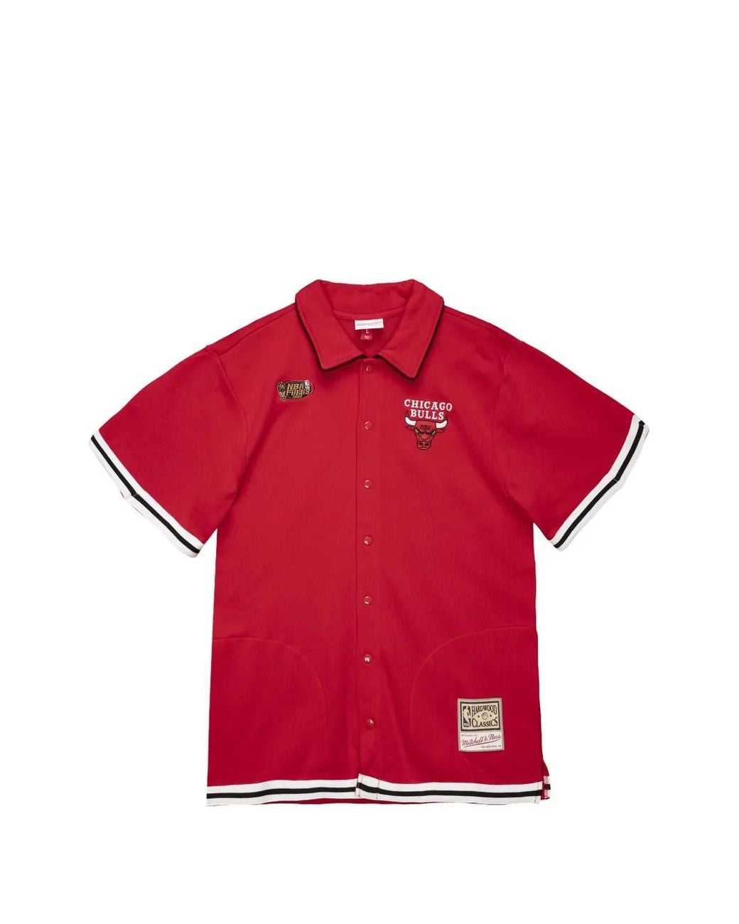 Mitchell & Ness Red Chicago Bulls French Terry Polo Shirt for men