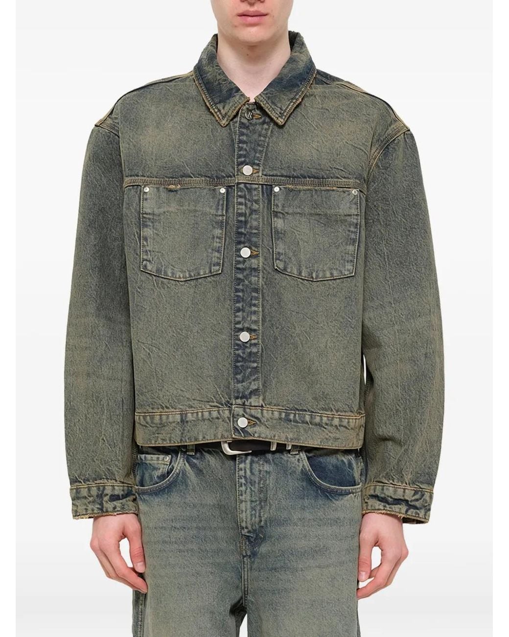 Represent Green Denim Trucker Jacket for men