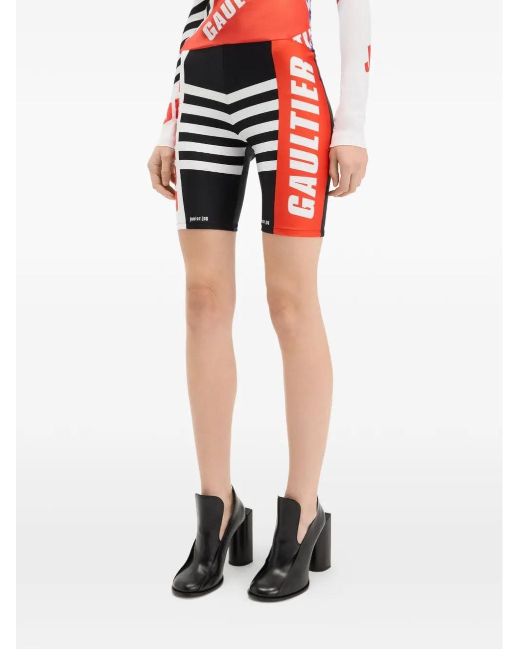 Jean Paul Gaultier Black Junior Gaultier Cycling-Printed Stretch Shorts