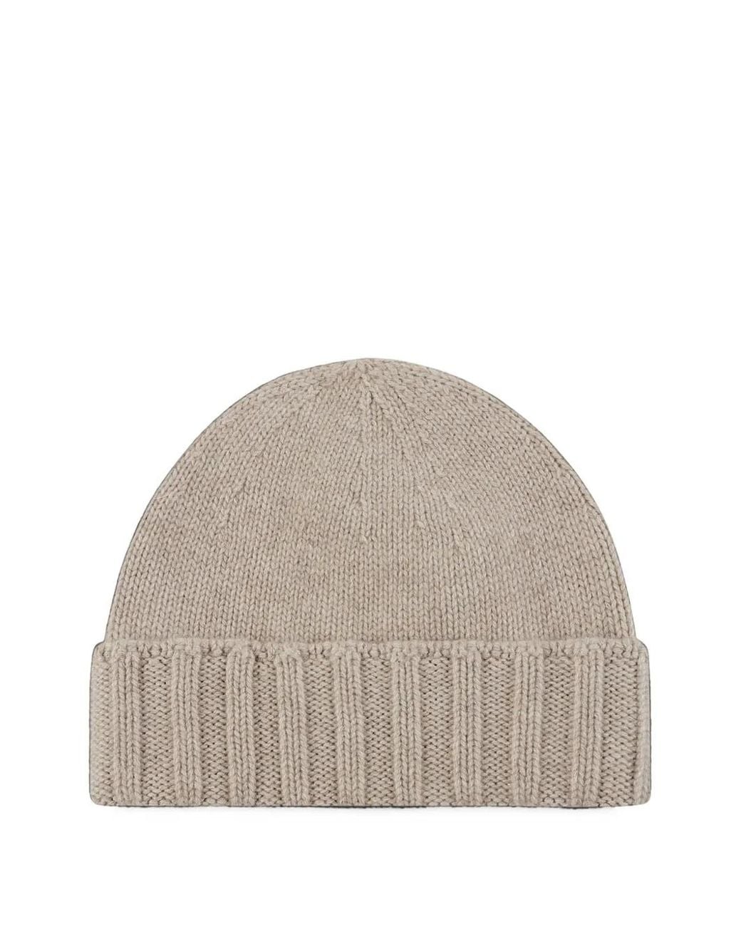 Drumohr Gray Ribbed-Knit Cashmere Beanie Hat