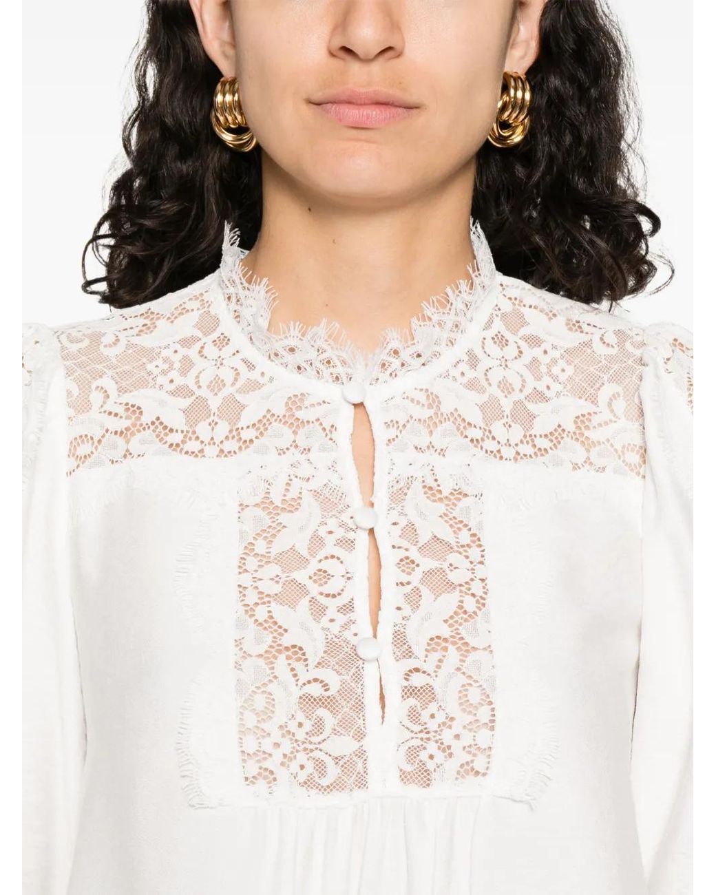 Nissa White Lace-Embellished Dress