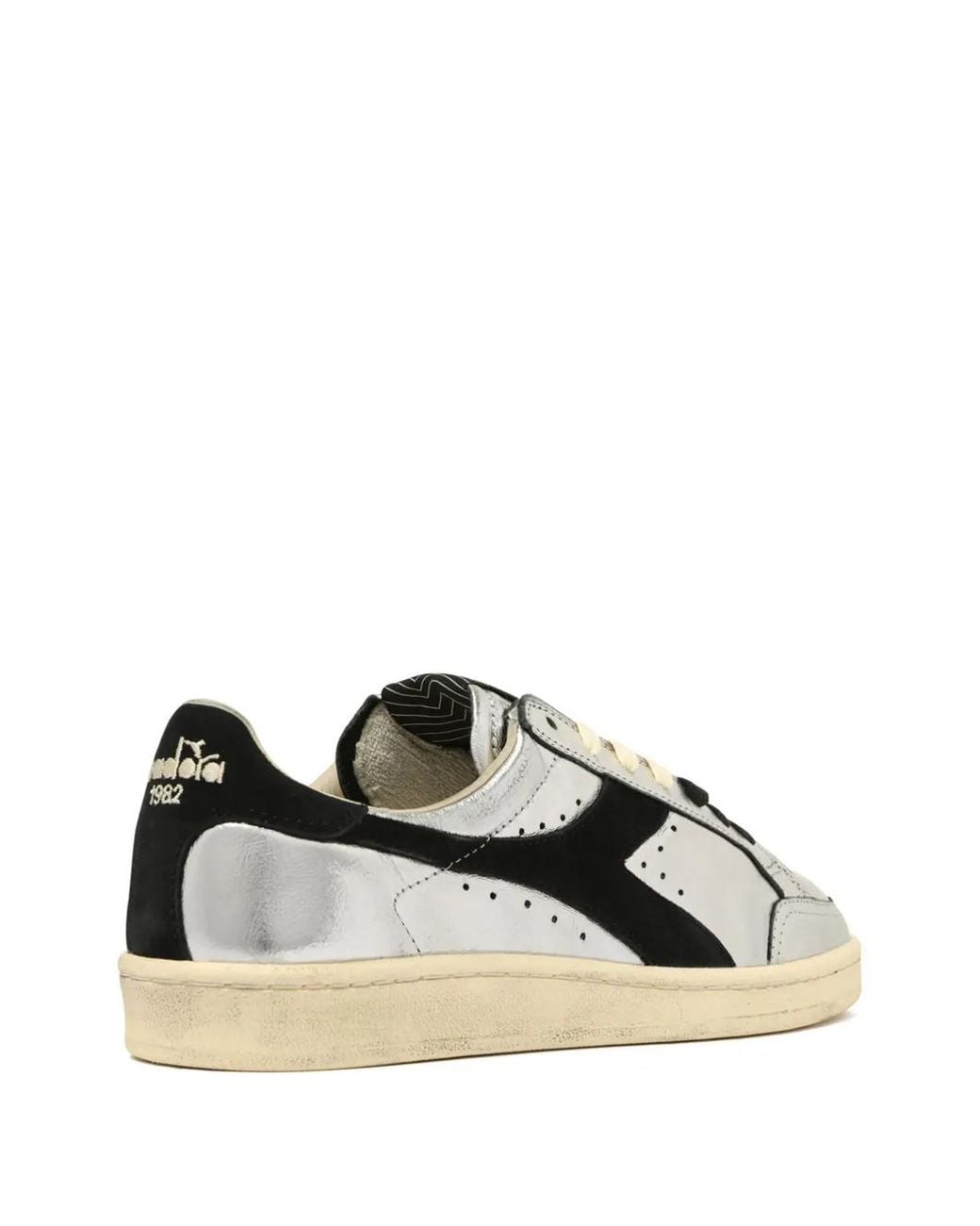 Diadora Black Metallic-Leather Panel Sneakers