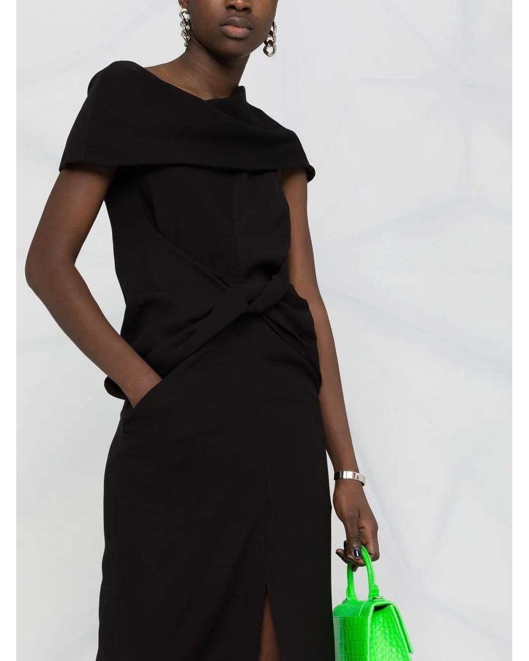 Ambush Black Asymmetric Mid-Length Dress