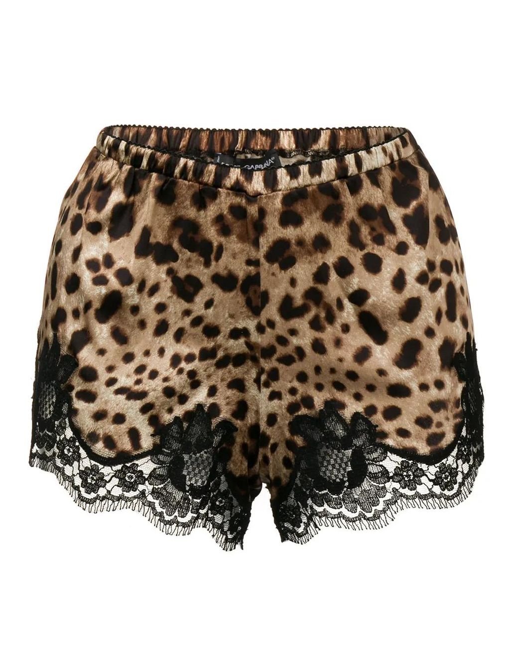 Dolce & Gabbana Black Pyjama-Shorts Mit Leoparden-Print