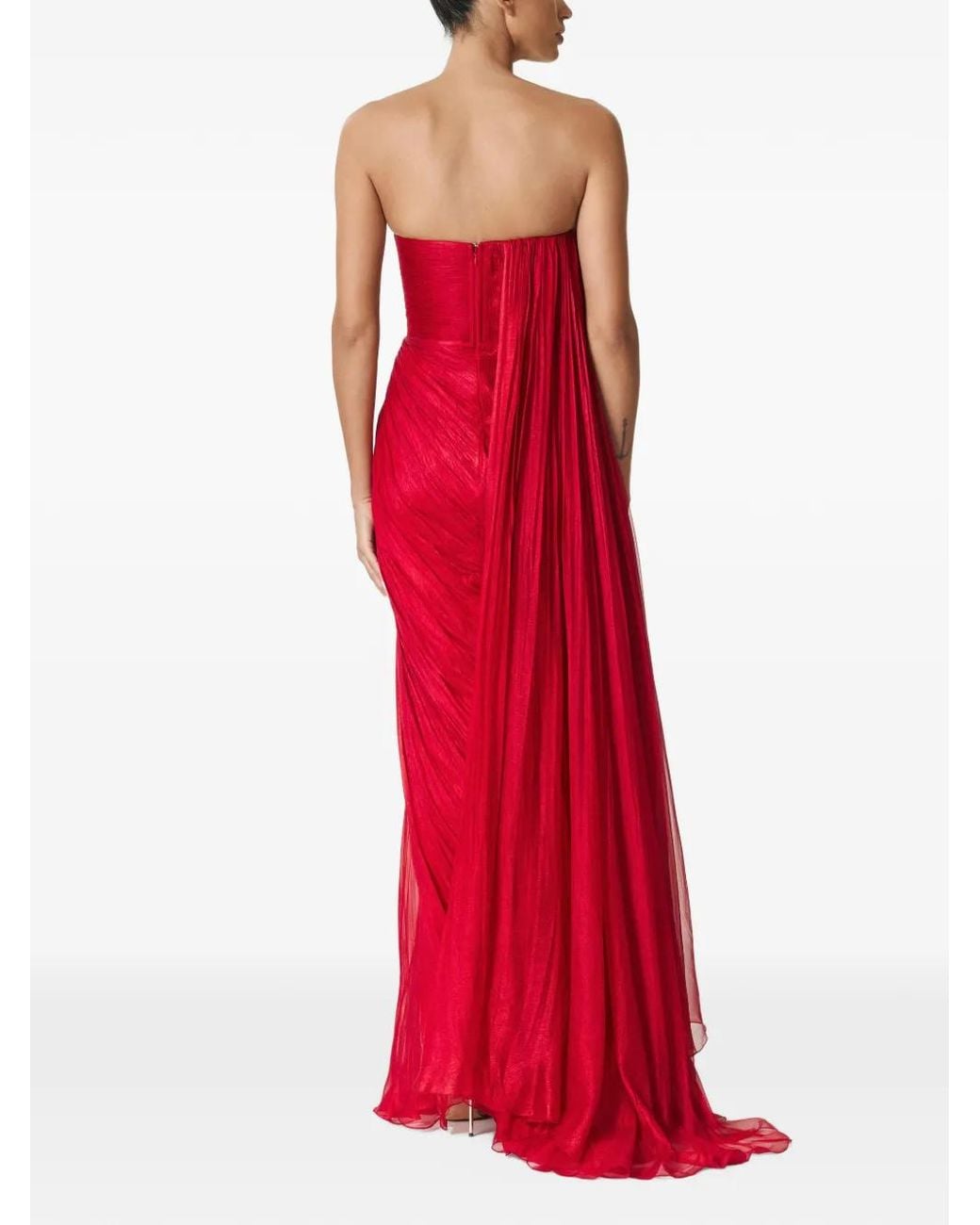 IRIS SERBAN Red Amaris Draped Silk Gown