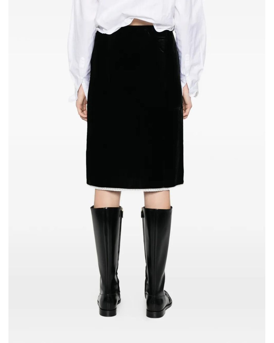 Prada Fluwelen Midi-Rok in het Black