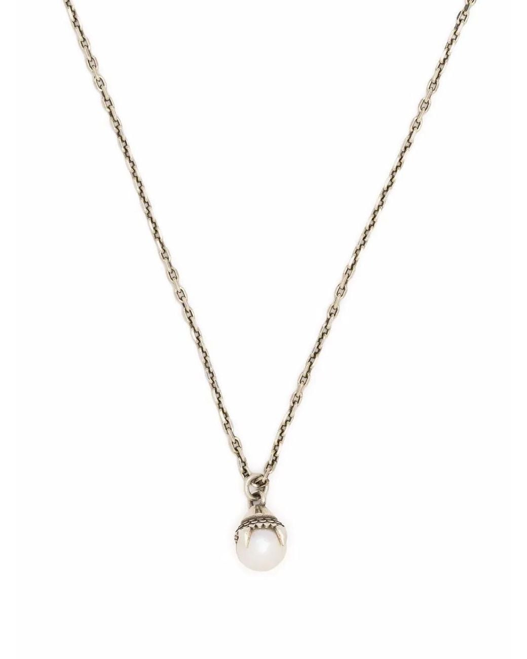 Emanuele Bicocchi Metallic Pearl Pendant Necklace