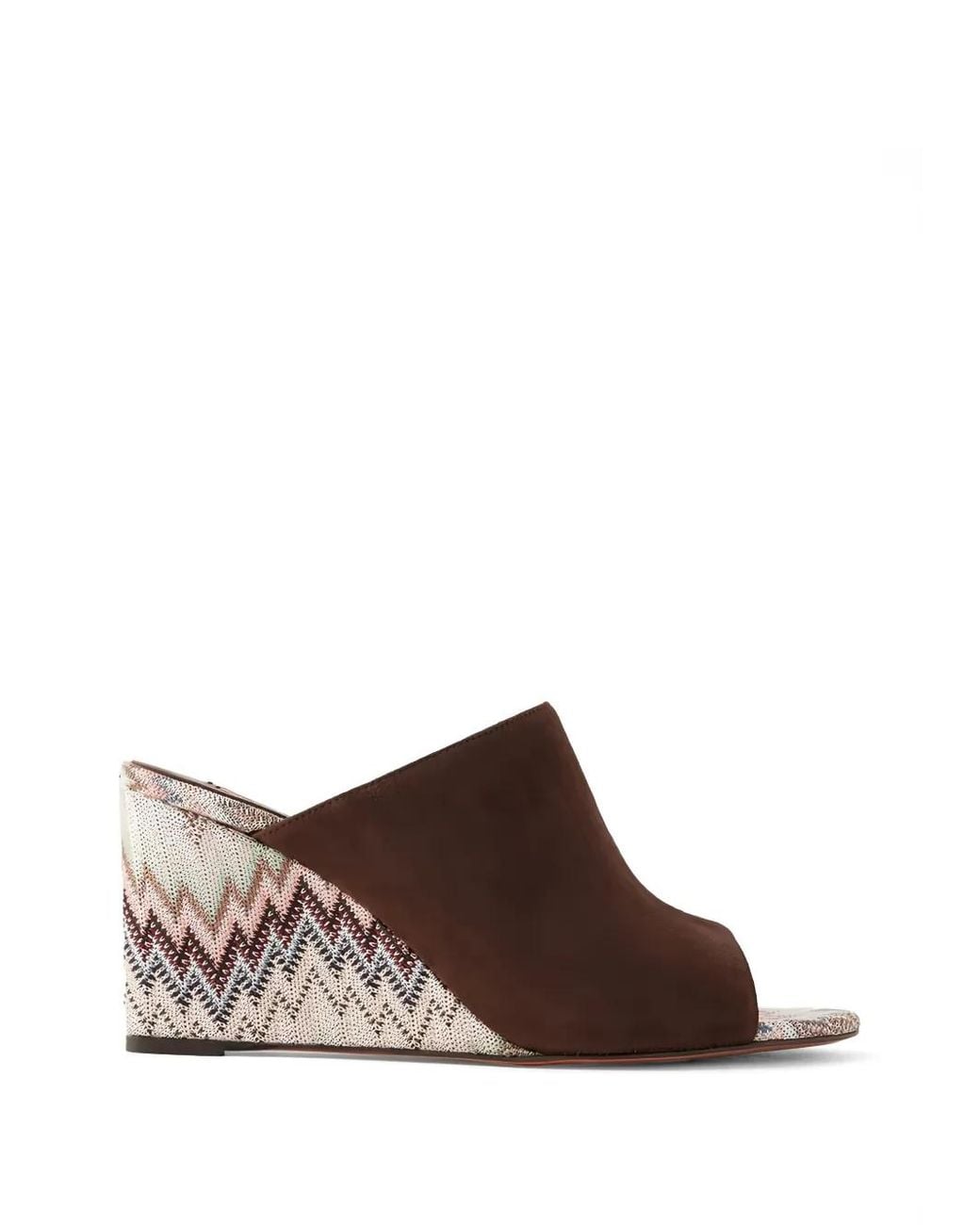 Missoni Brown Chevron-Knit Suede Mules