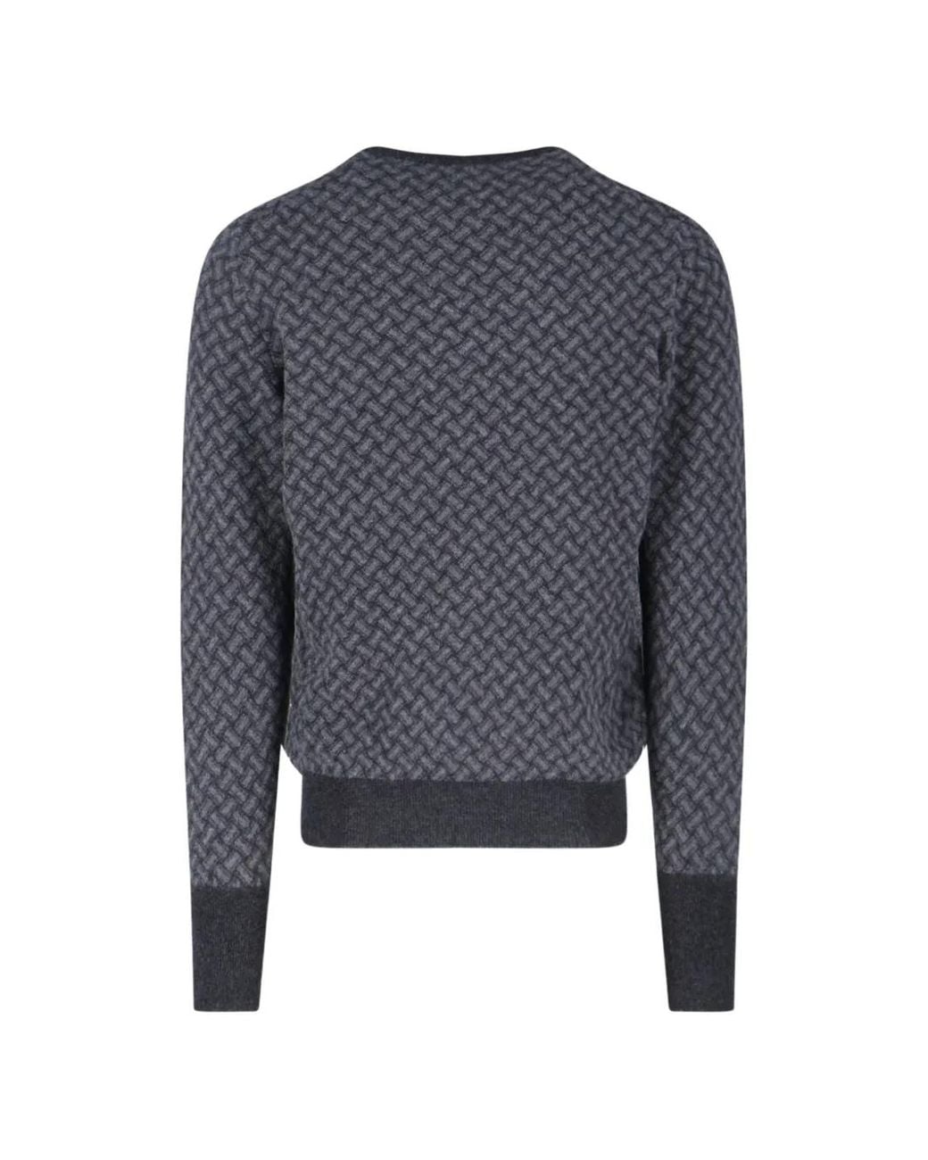 Drumohr Blue Geometric-Pattern Cashmere Sweater for men