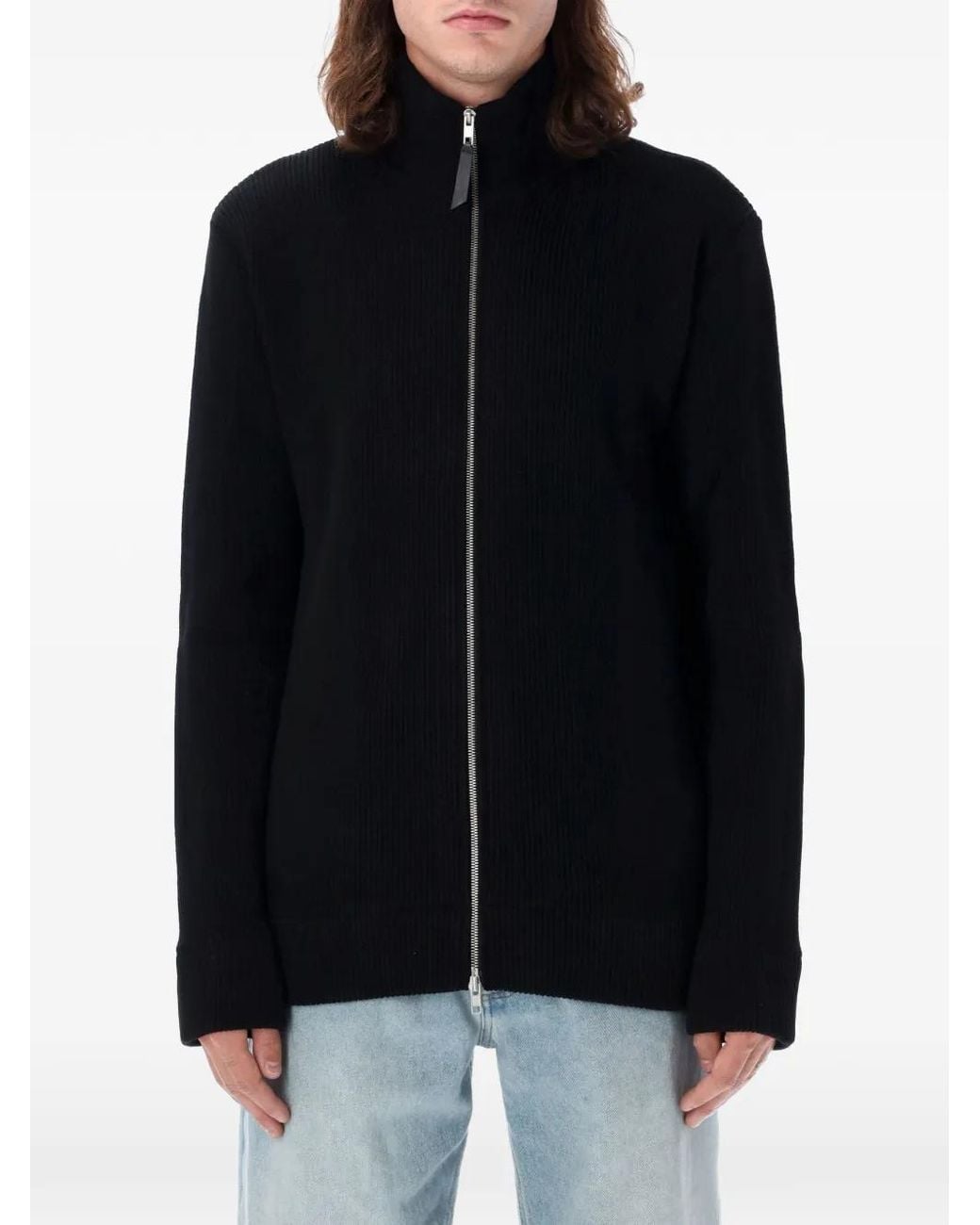Maison Margiela Black Knit Zip-Up Cardigan for men