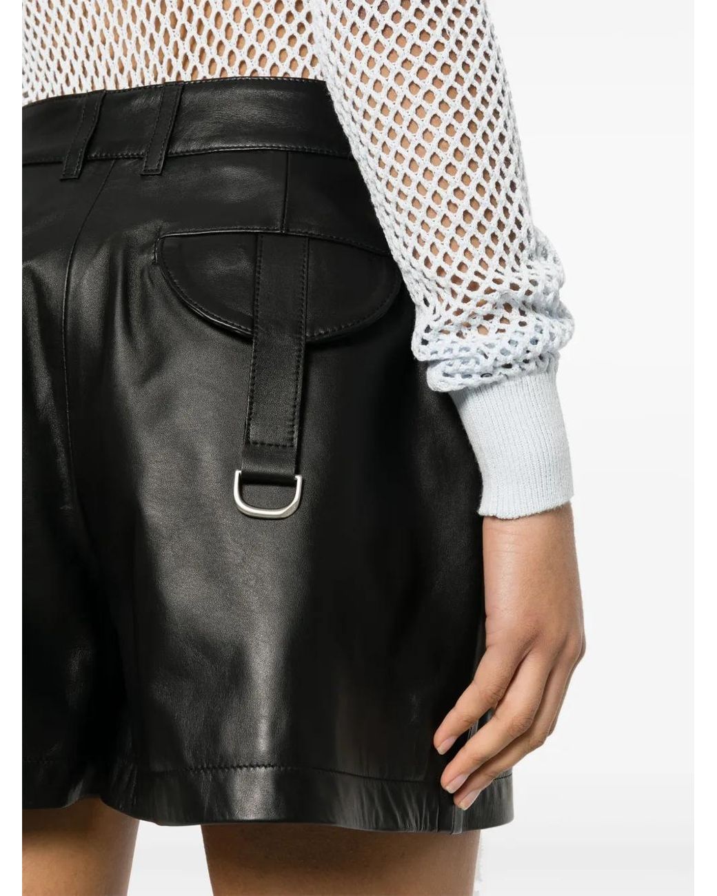 Off-White c/o Virgil Abloh Black High-Waisted Leather Shorts