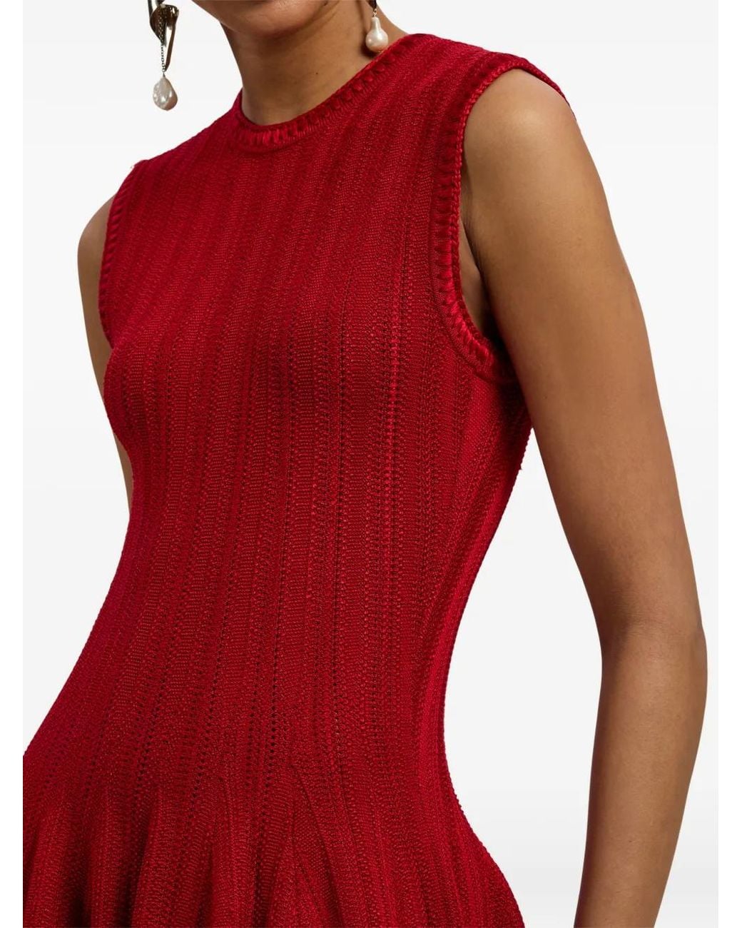 Ralph Lauren Red Jeena Knitted Midi Dress