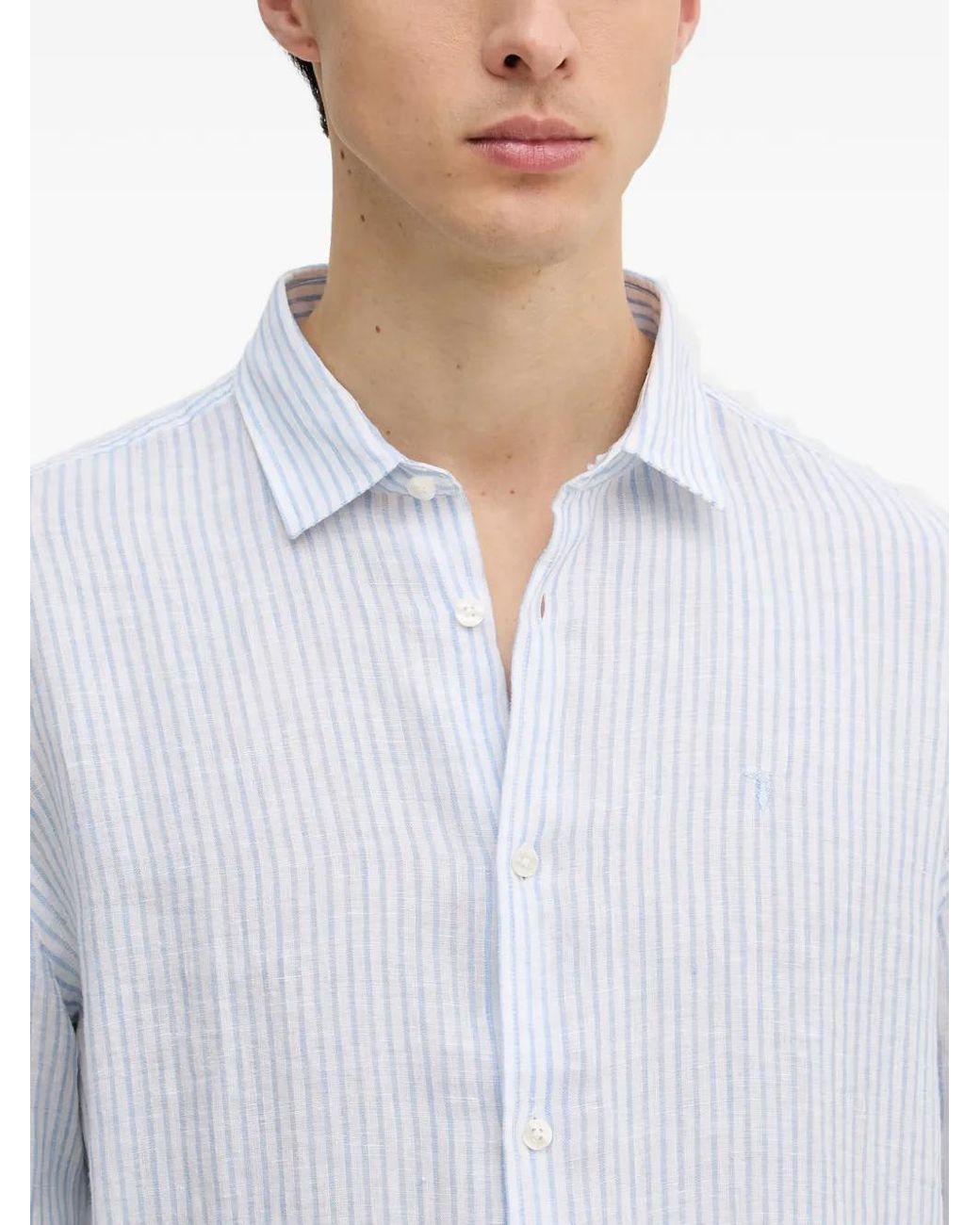 Trussardi White Striped Linen Shirt for men