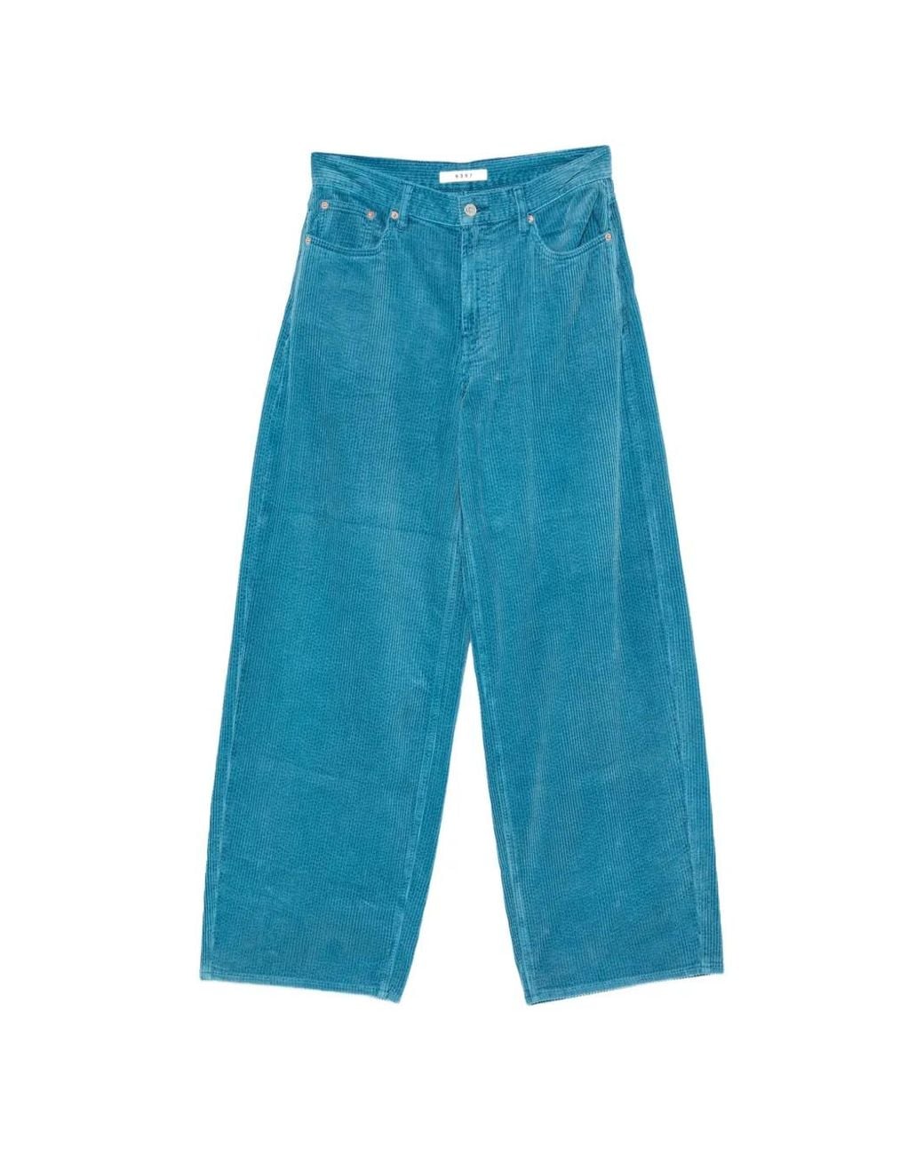 6397 Blue Corduroy Roomy Palazzo Pants