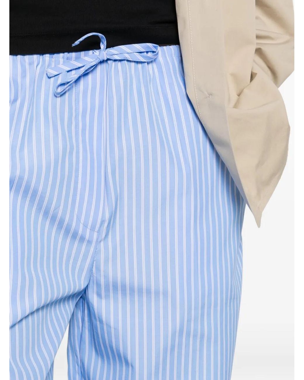 Totême Blue Striped Drawstring-Waist Trousers