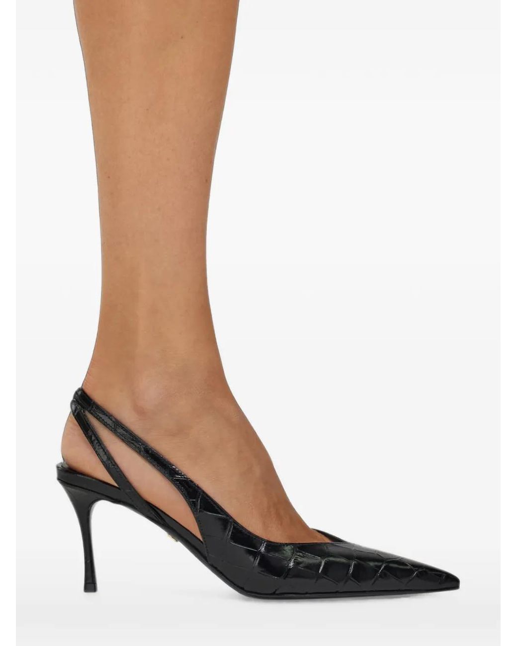 Ferragamo Black Mid Heel Slingback Pumps