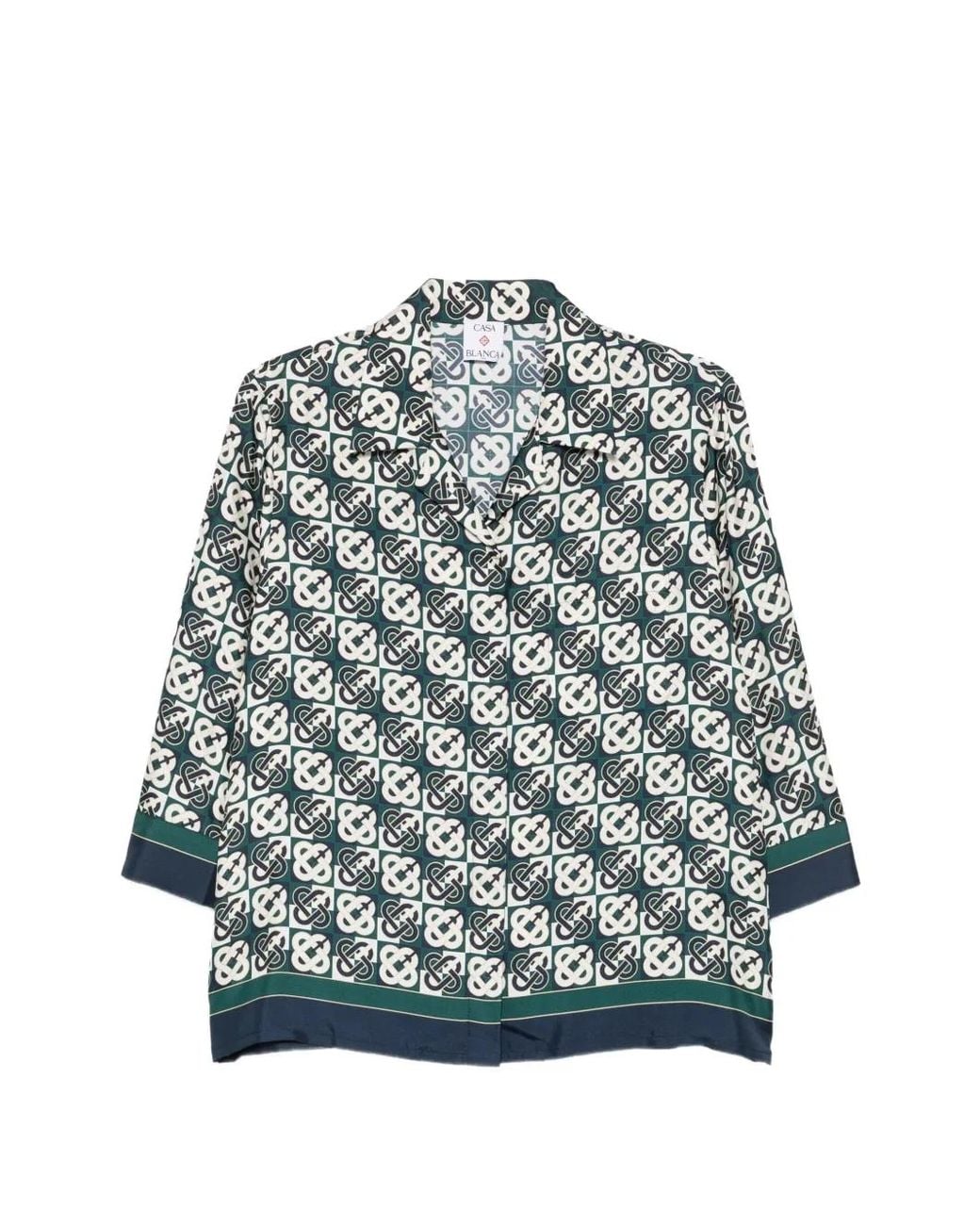 Casablanca Blue Monogram-Print Shirt Pajama