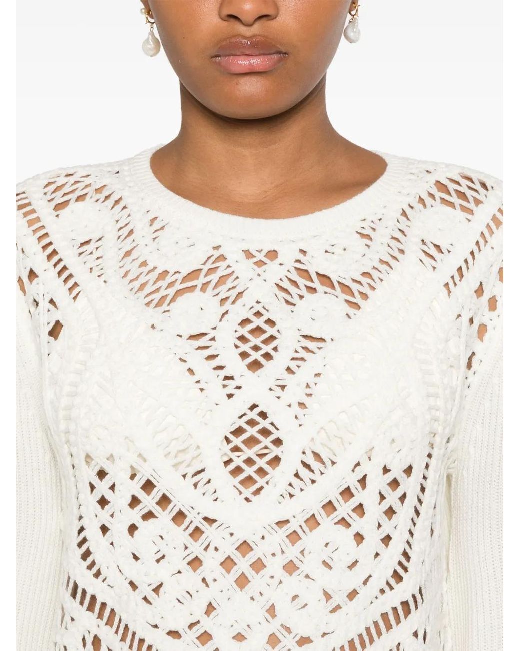 Twinset White Open-Knit Sweater