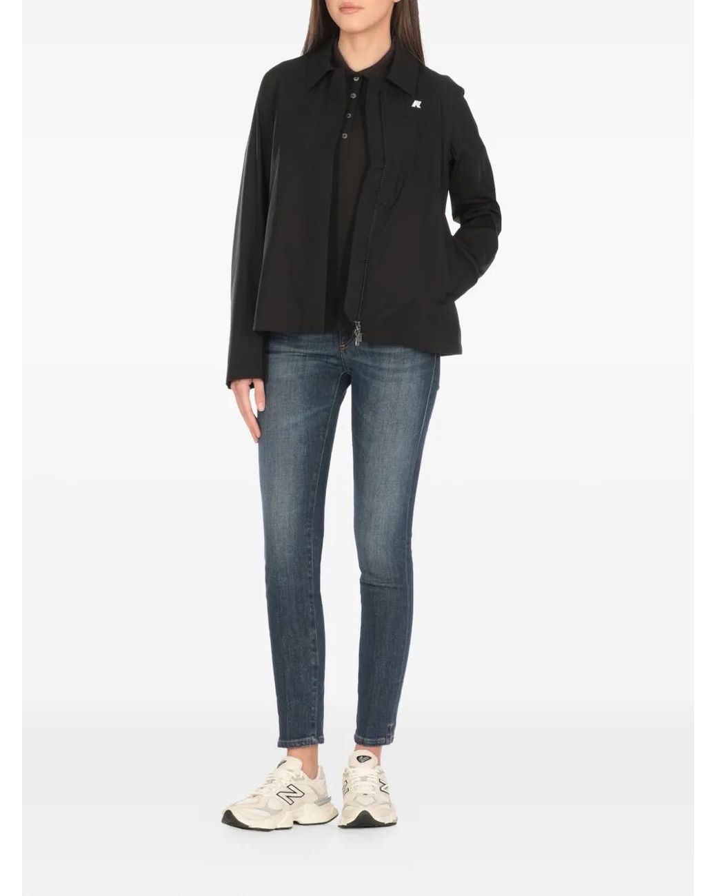 K-Way Black Logo-Plaque Collar Jacket