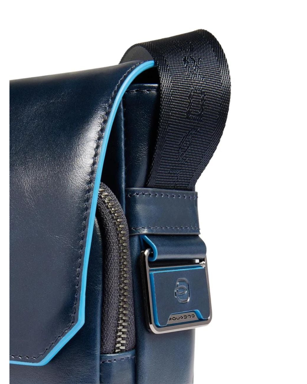Piquadro Blue Square Leather Cross Body Bag for men