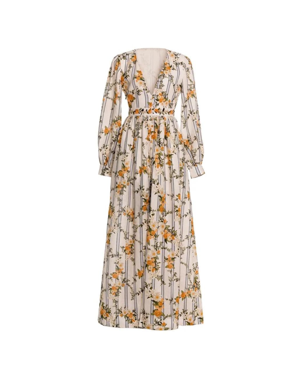 Agua Bendita White Frambuesa Valle Embroidered Linen Maxi Dress