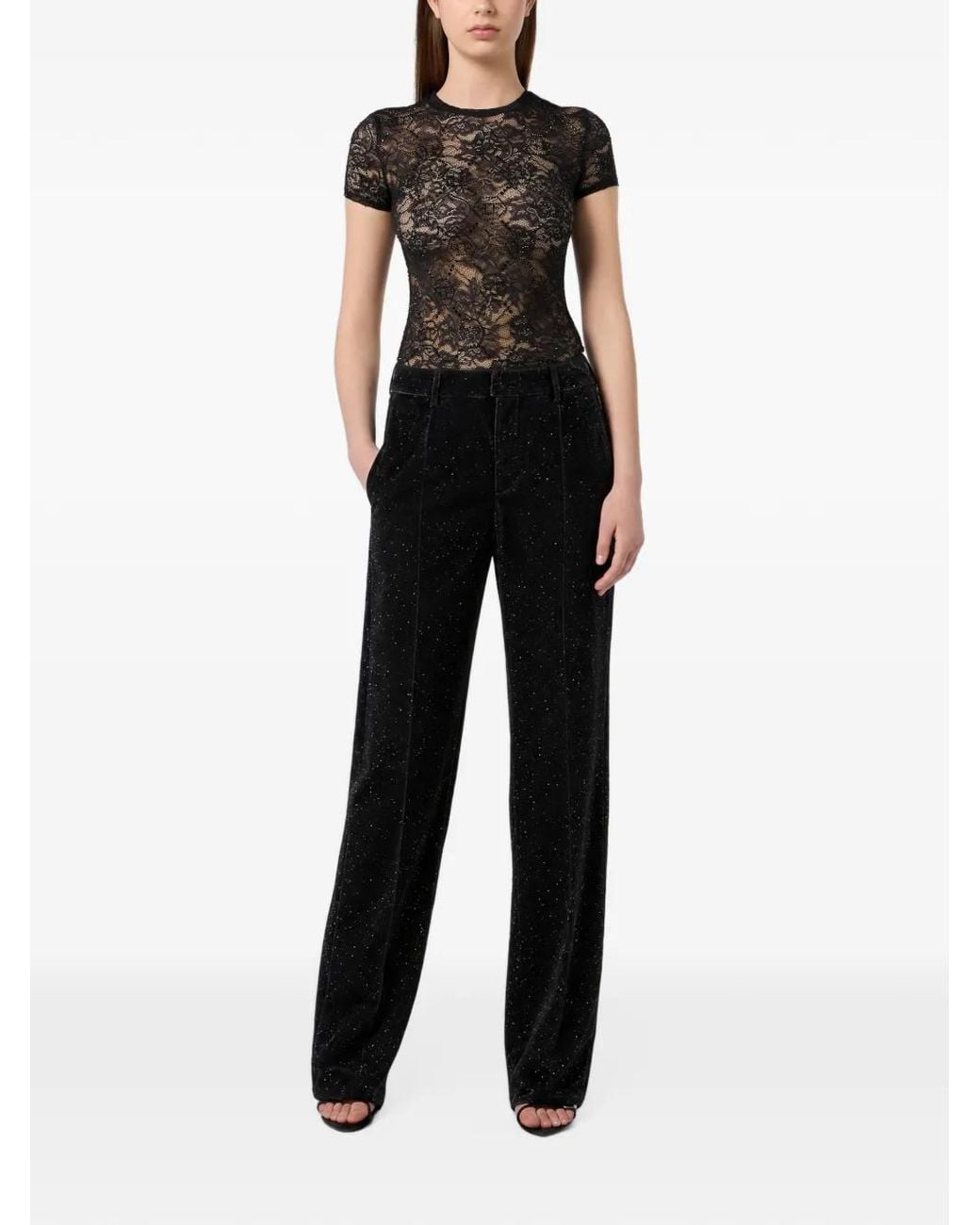 Philipp Plein Black Straight Fit Trousers Glitter