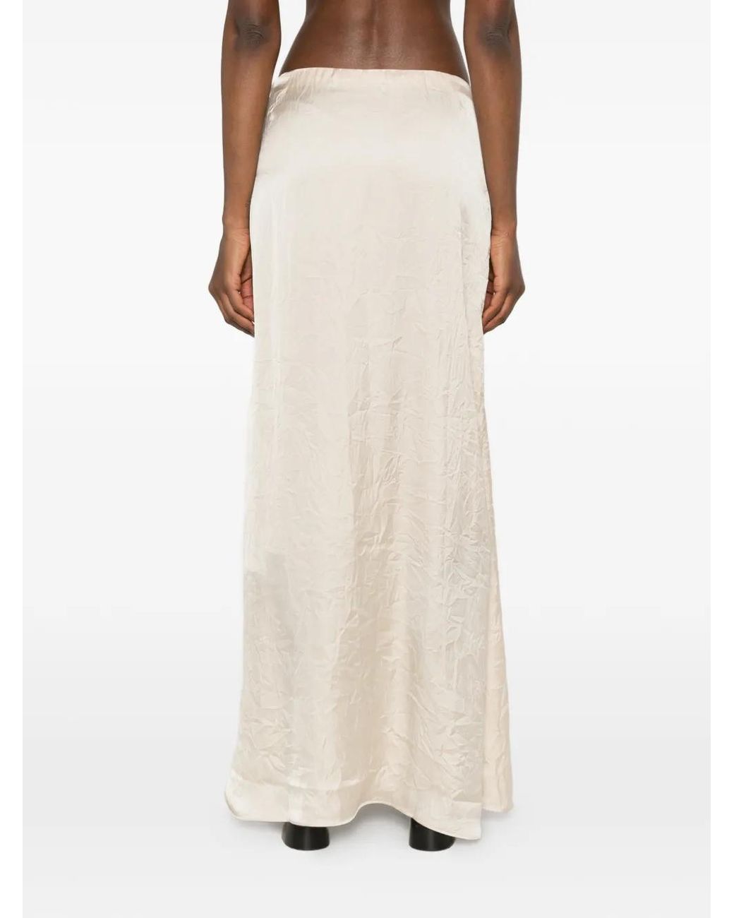 Isabel Benenato White Wrinkled Maxi Skirt