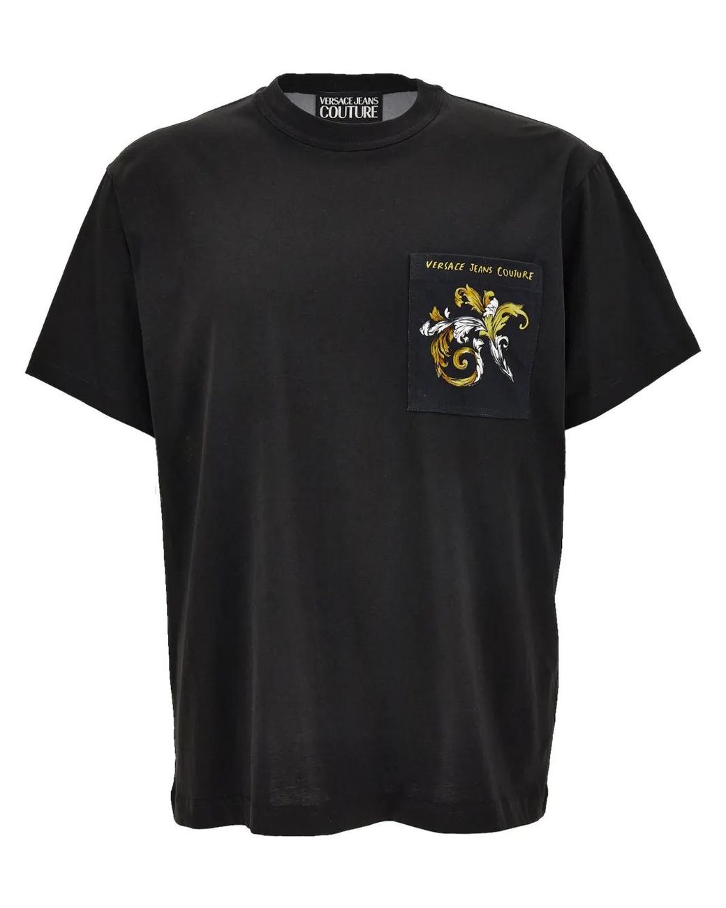 Versace Jeans Couture Black Graphic-Print T-Shirt for men