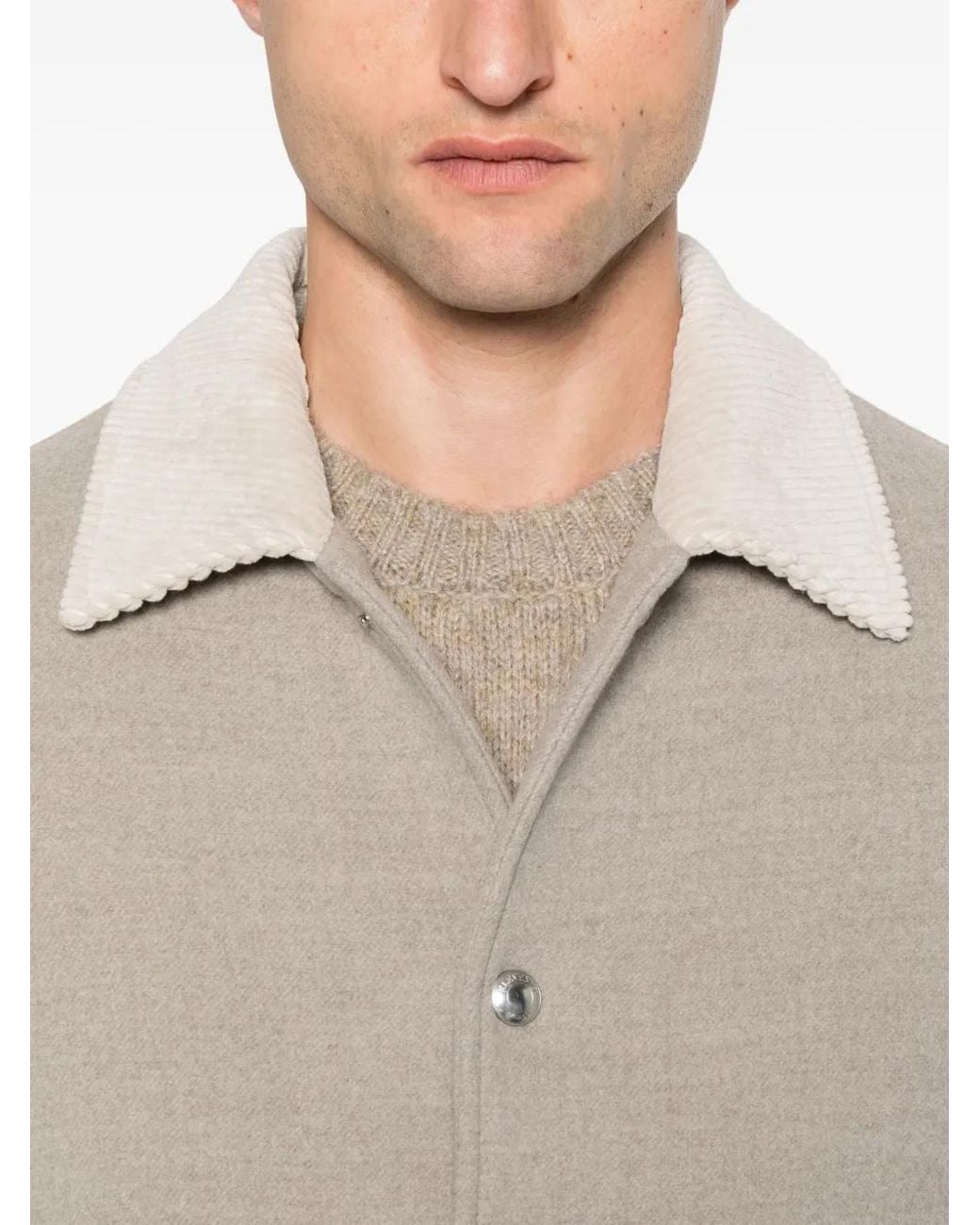 Eleventy White Corduroy-Collar Wool Jacket for men