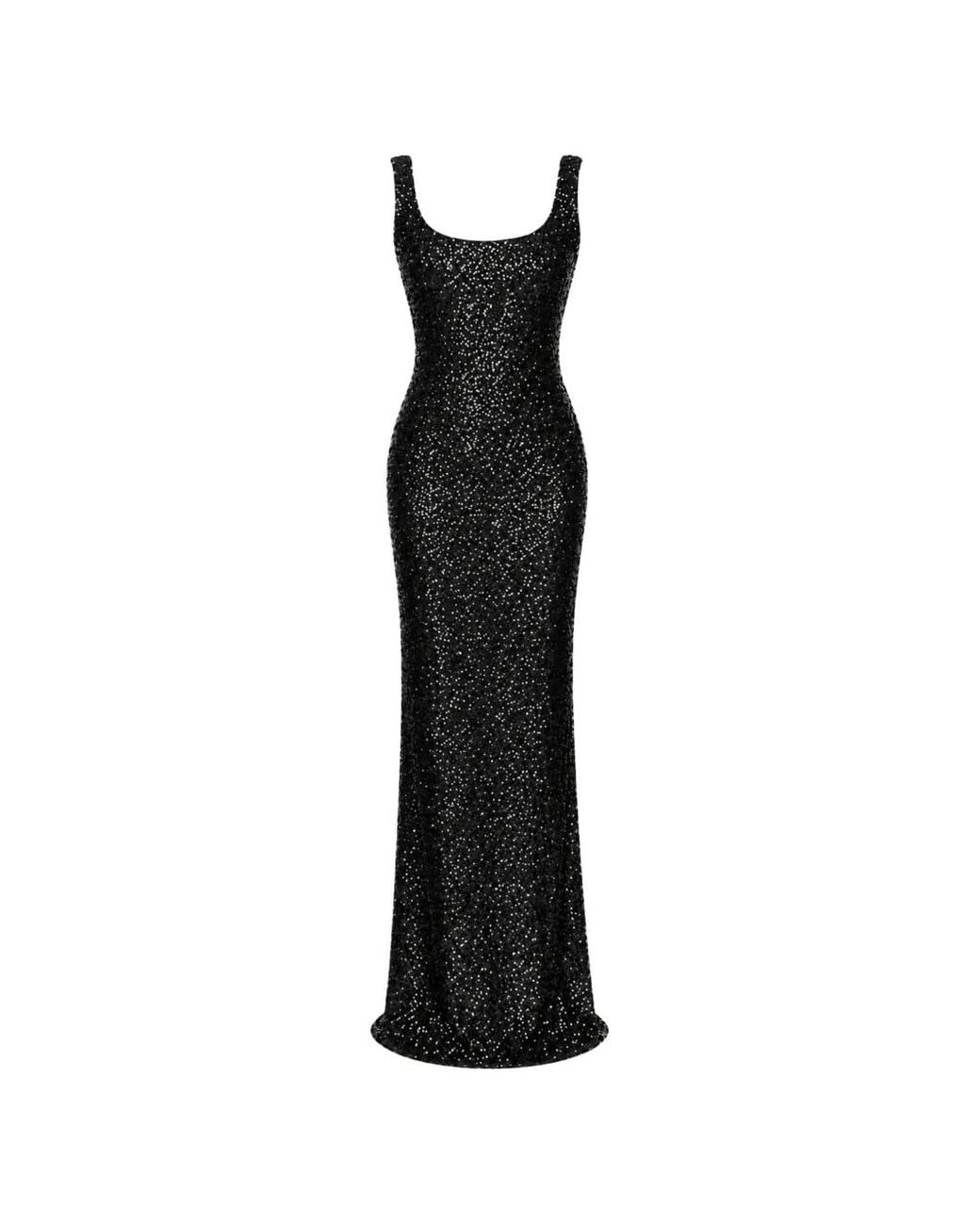 ROSERRY Black Kendall Sequin-Embellished Jersey Maxi Dress