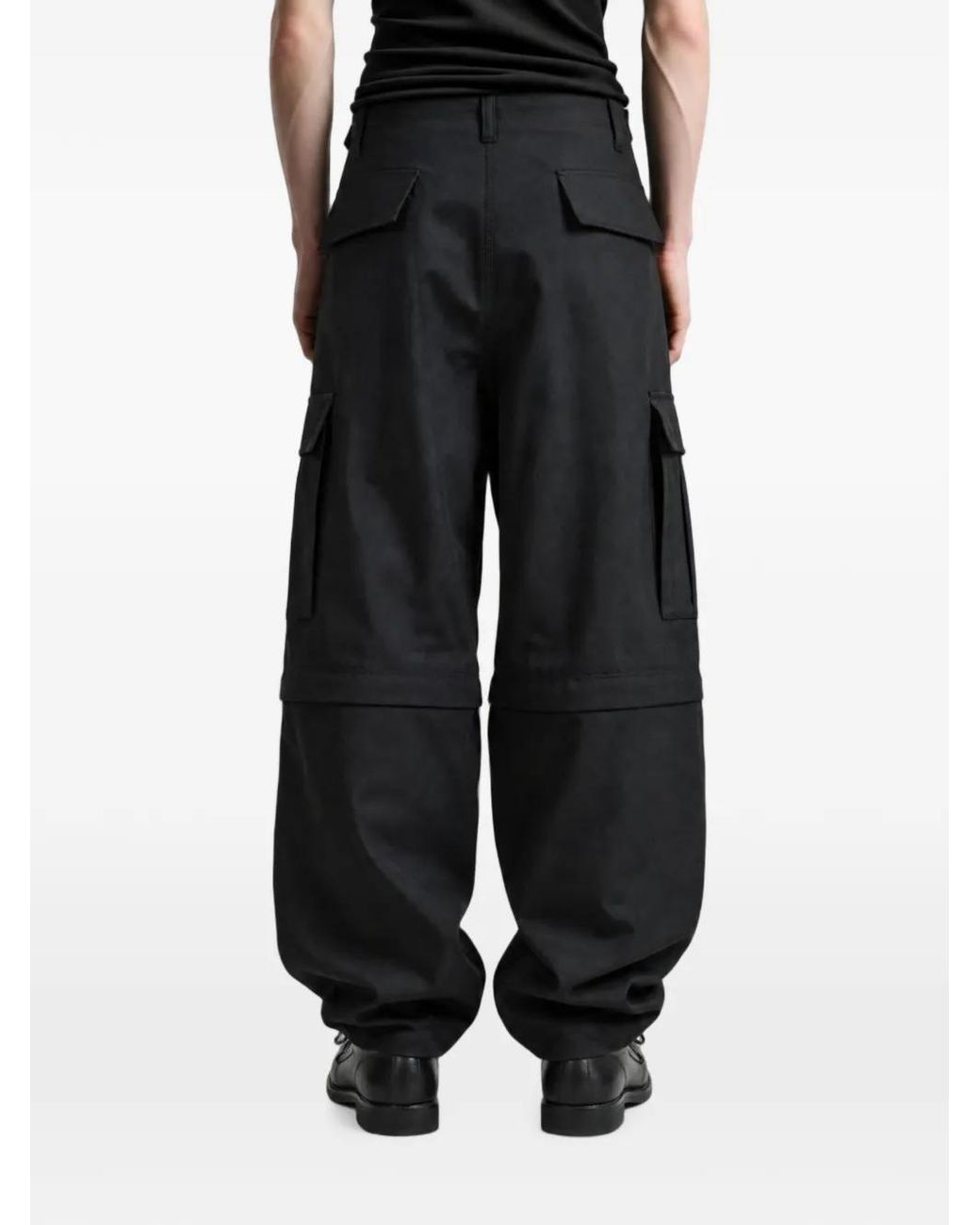 vowels Black Multi-Pocket Cargo Pants for men