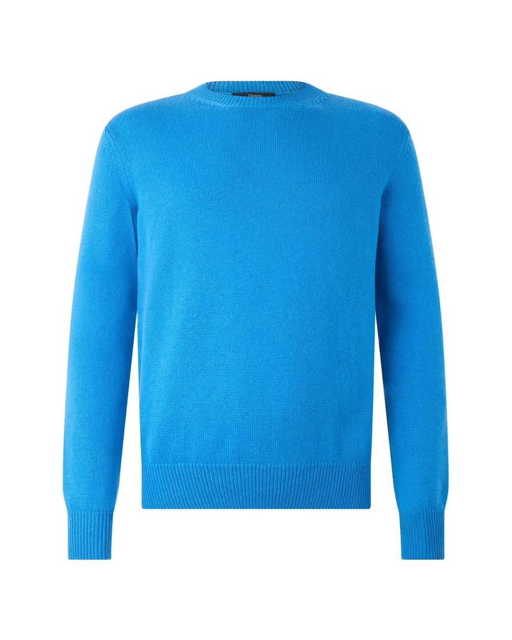 Herno Blue Long-Sleeve Round-Neck Sweater for men