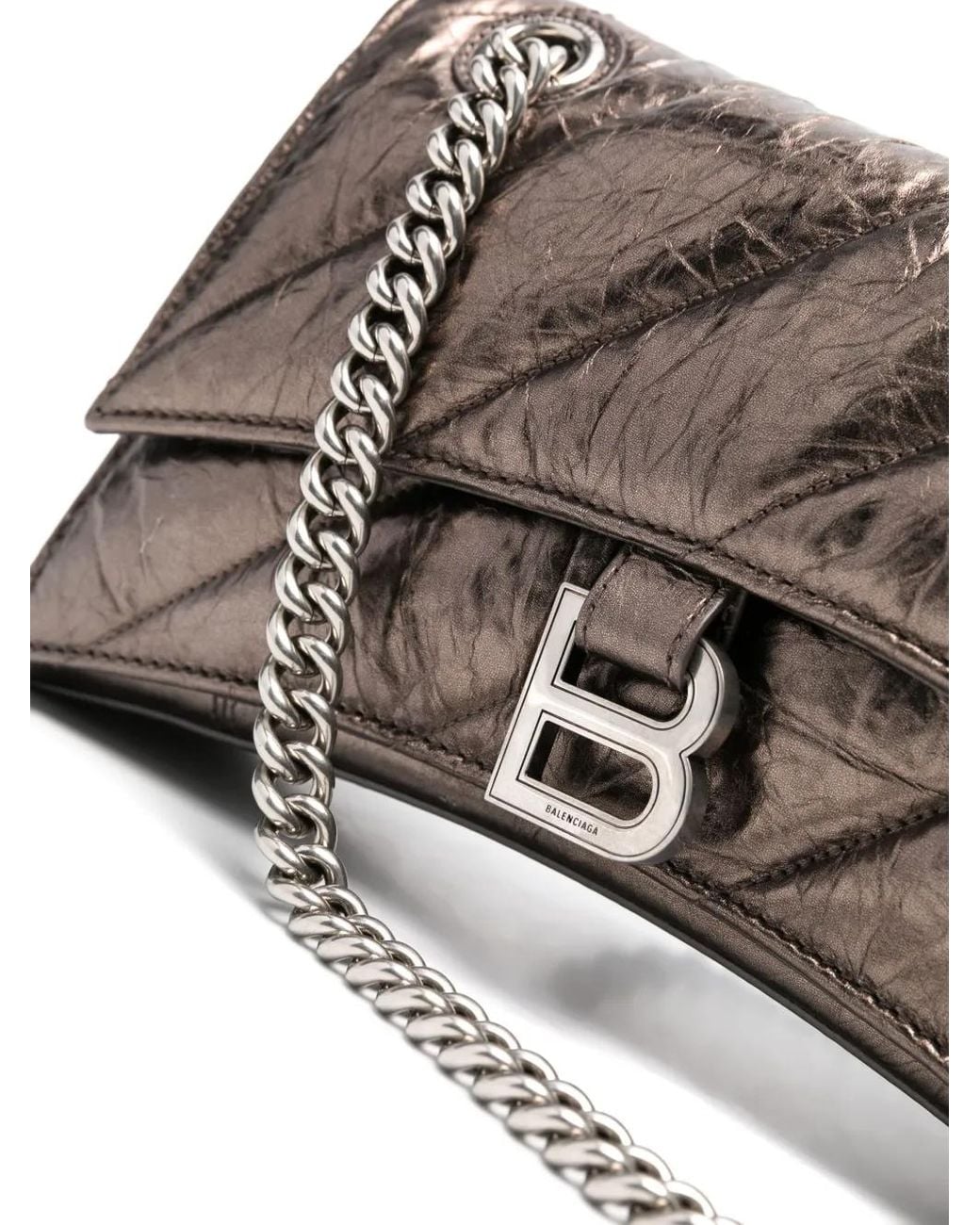 Balenciaga Gray Small Crush Leather Shoulder Bag