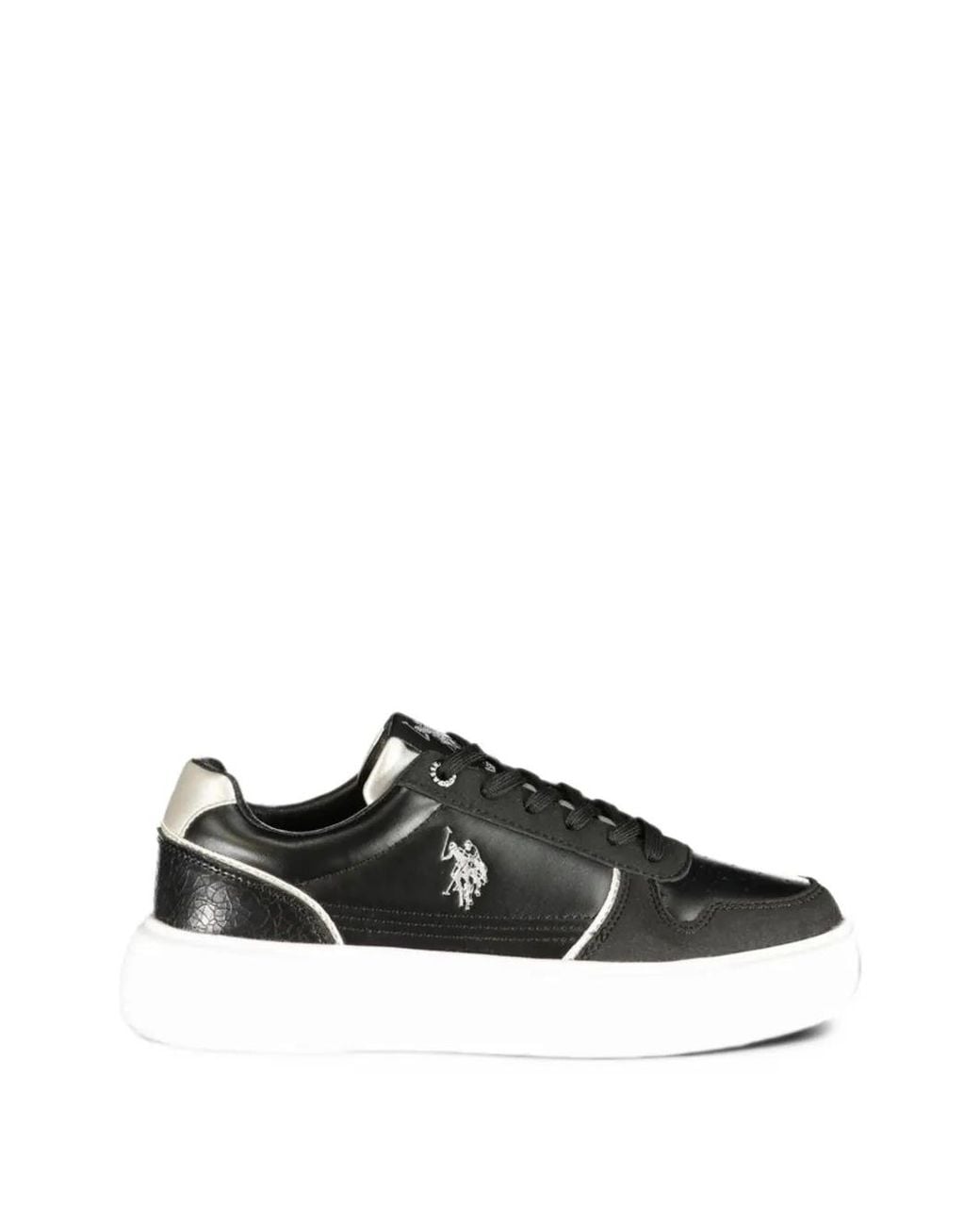 U.S. POLO ASSN. Black Logo-Plaque Platform Sneakers