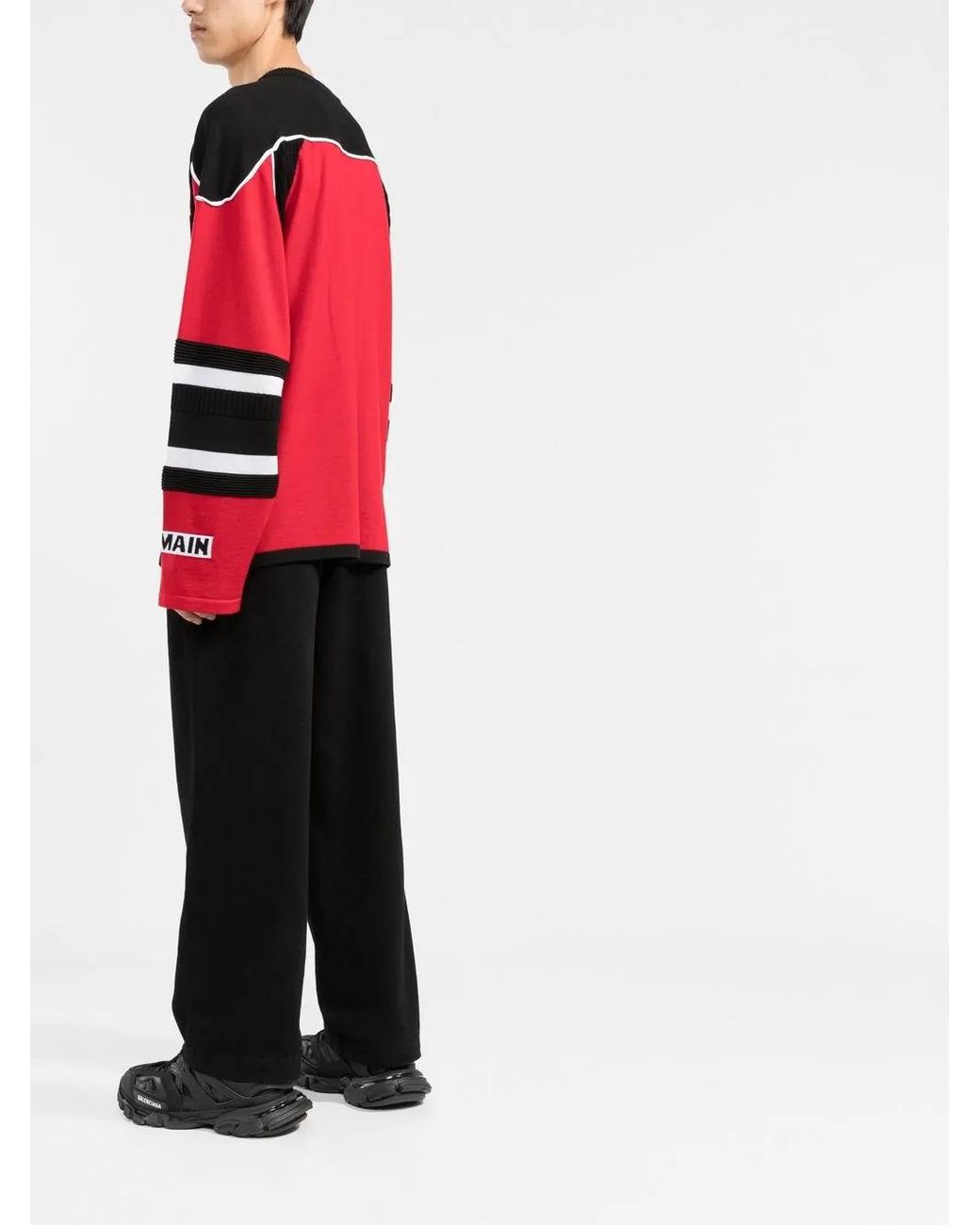 V-Neck Knitwear Balmain pour homme en coloris Red