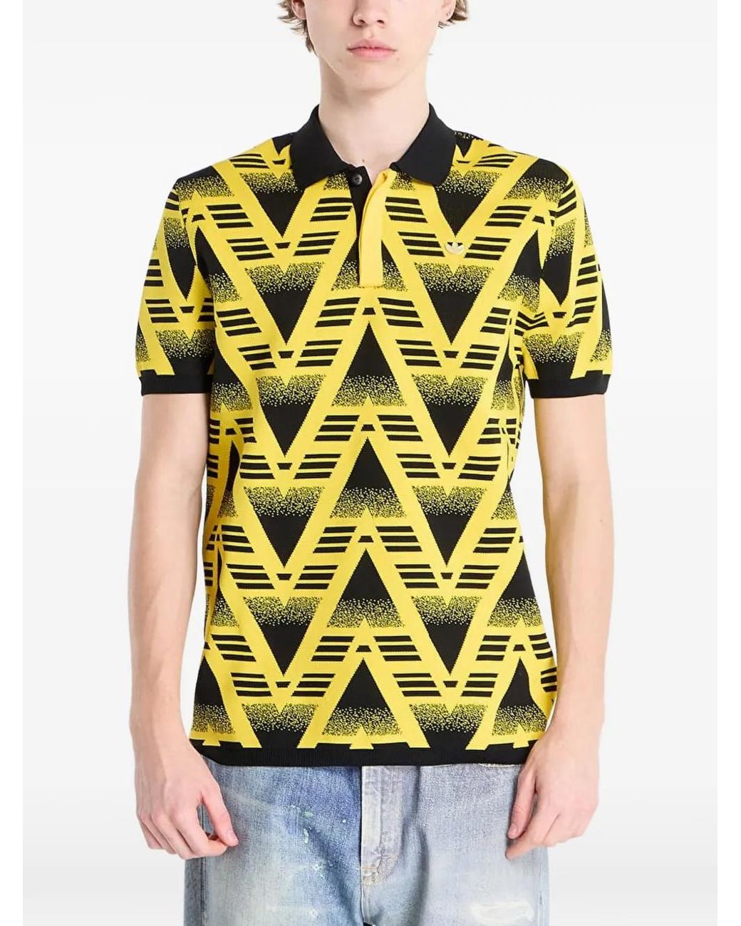 Adidas Yellow Polo À Motif Géométrique for men