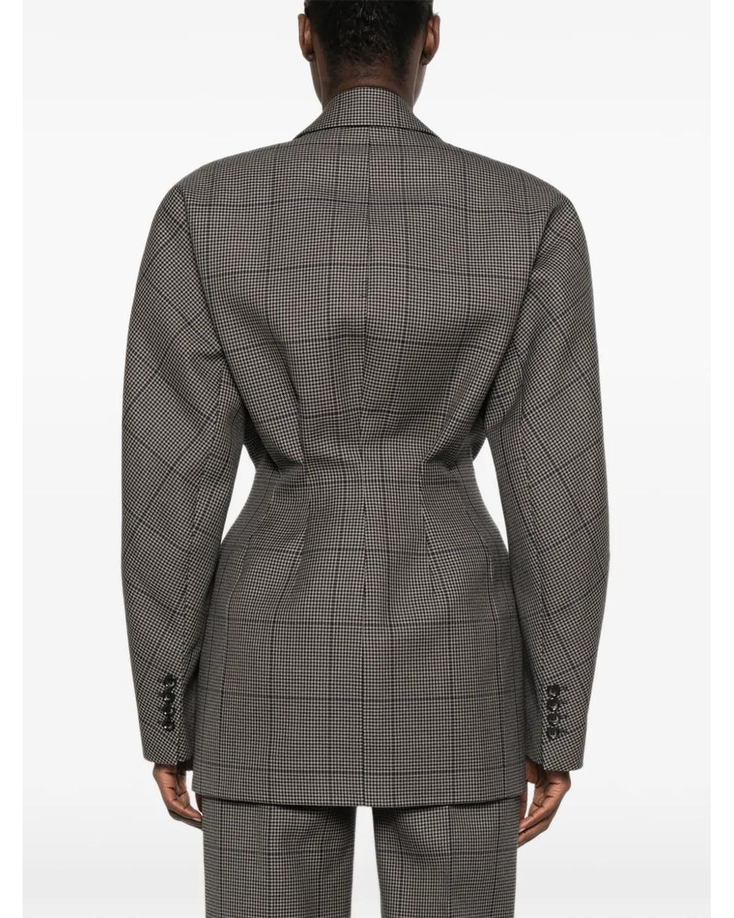Mugler Gray Blazer À Motif Pied-De-Poule