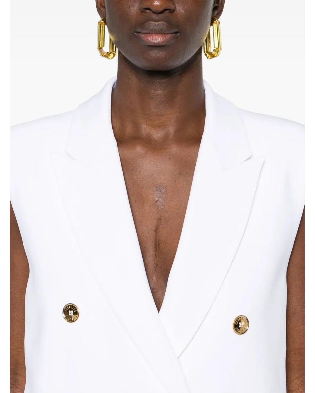 Moschino White Double-Breasted Blazer Gilet