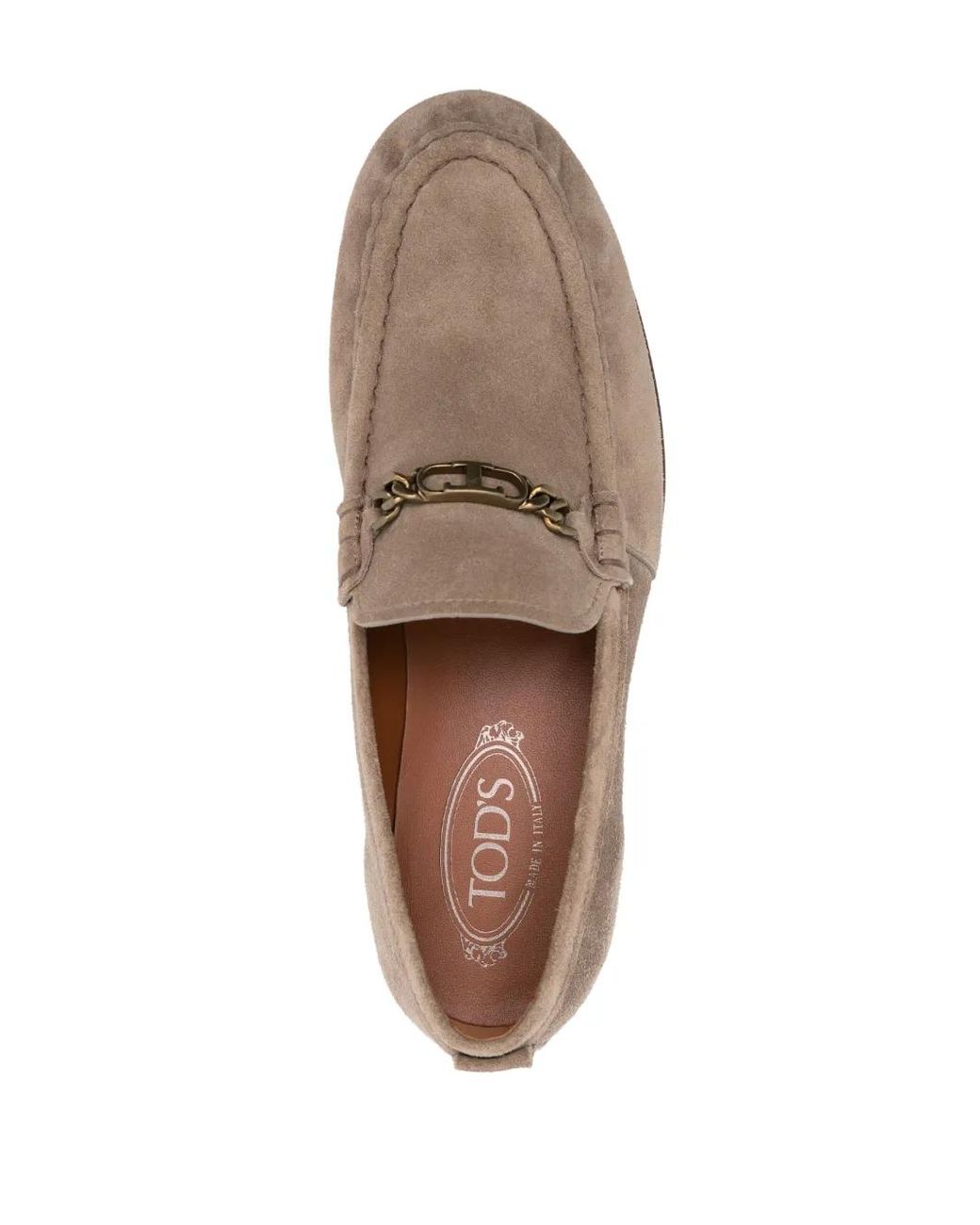Tod's Brown Logo-Plaque Suede Loafers for men