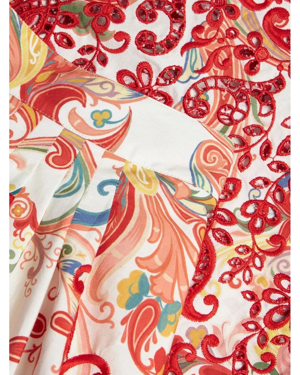 Etro Red Paisley Skirt With Embroidery