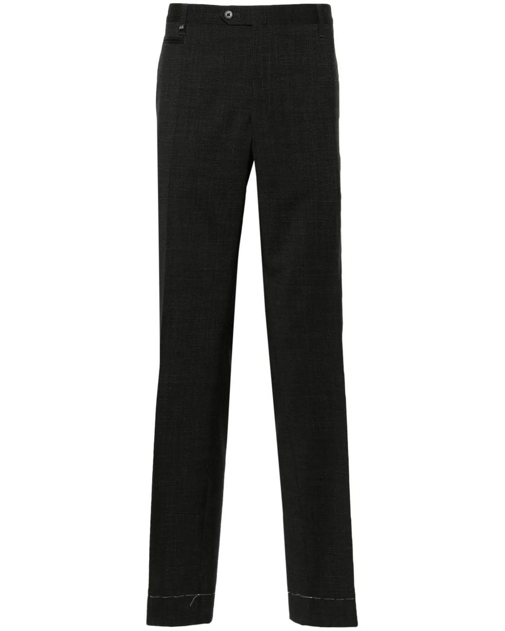 Corneliani Black Mid-Rise Tailored Wool Trousers for men