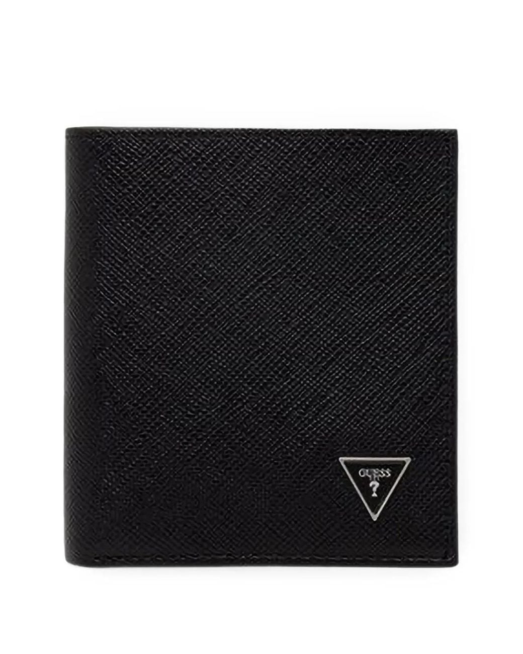 Guess Black Milano Logo-Plaque Bifold Wallet for men