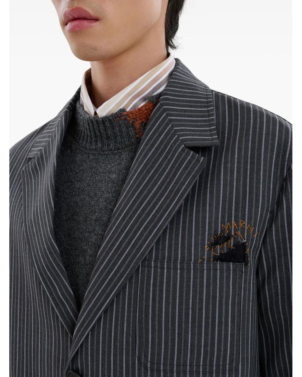 Blazer Rayé À Effet Usé Marni pour homme en coloris Black