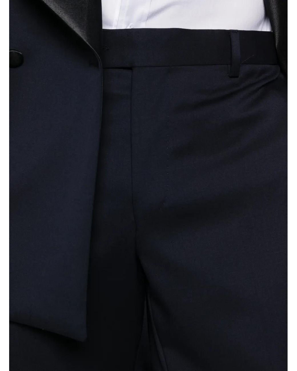 Luigi Bianchi Blue Double-Breasted Satin-Trim Suit for men